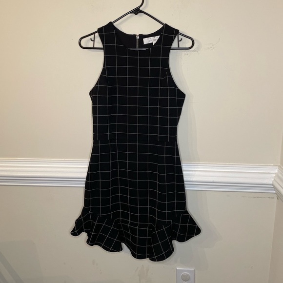 Adelyn Rae plaid black white ruffle bottom dress - Picture 3 of 6
